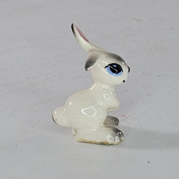 Early Monrovia Hagen Renaker White Rabbit Ears Apart Blue Eyes 1950s Figurine - Picture 2 of 6